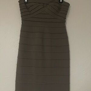 BCBGMaxAzria Strapless Taupe Dress